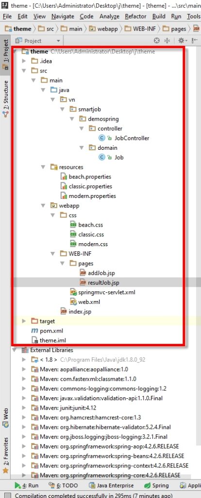 Cho phép tùy chọn Giao diện trong Spring Web MVC framework