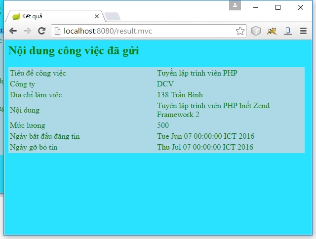 Cho phép tùy chọn Giao diện trong Spring Web MVC framework